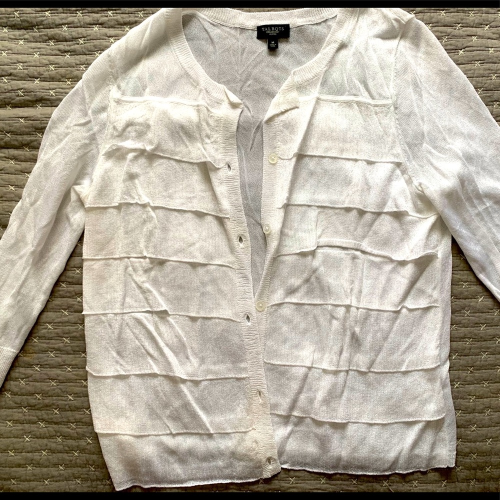 Talbots cardigan in white.